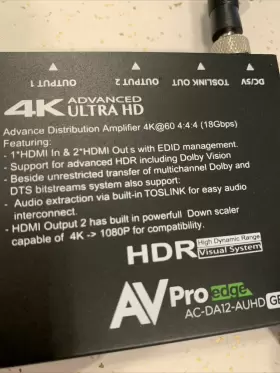 AC-DA12-AUHD-GEN2 AV PRO EDGE Avpro Hdmi Gbps Splitter Hdr #3