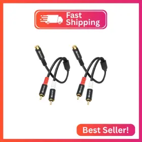 Devinal 2021070802 Rca Y Adapter 1 Feamle To 2 Male Splitter Subwoofer Cable