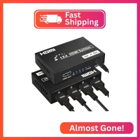 Dgodrt Hs414 Hdmi Splitter 1 In 4 Out Ports 4k 30hz With Power Adapter Supp