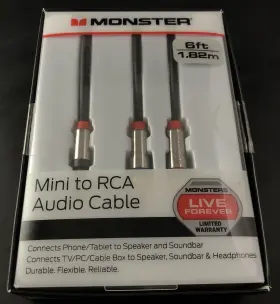 1937A MONSTER Mini Rca Audio Cable Phone Tablet Speaker Tv Hq