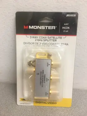 Monster Jhiu0038 Just Hook It Up 3 Way Coax Splitter 75 Ohm 1 Pk Monster Jhiu0038 Just Hook It Up 3 Way Coax Splitter 75 Ohm 1 Pk