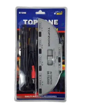 Topzone 08-ts2000 4-way Rca Audio/video Switcher With Patch And S-video Cable New