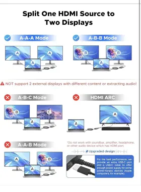 721295573160 WARRKY Hdmi Splitter Display Duplicate Mirror #3