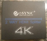 Esynic 2-way Hdmi Splitter 1x2 4k Uhd Easy For Your Life. Fixed Price $20.00.
