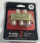 4-way Coaxial Cable Splitter, Ge Digital 2.5 Ghz 5-2500 Mhz, Rg6 Compatible Gold. Fixed Price $10.50.