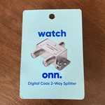 Onn. Digital Coax 2-way Splitter Nip. Fixed Price $10.00.