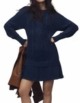 The Beauty North Women Crewneck Cable Knit Sweater Mini Dress Navy Blue Size Sm. Fixed Price $29.99.