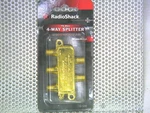 New Radioshack 75 Ohm 4 Way Splitter Coax Tv Cable Gold Plated 15-1235. Fixed Price $5.00.