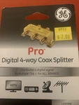 Ge Jasco Pro Digital 4-way Coaxial Cable Splitter 2.5 Ghz 5-2500 Mhz. Fixed Price $12.50.