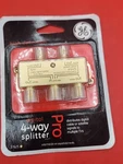 4-way Coaxial Cable Splitter, Ge Digital 2.5 Ghz 5-2500 Mhz, Rg6 Compatible Gold. Fixed Price $9.00.