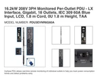 Eaton, Tripp-lite, 16.2kw, Monitored Pdu, 3 Phase, 18 Outlet, Pdu3evnr6g60a, New. Fixed Price $1349.10.